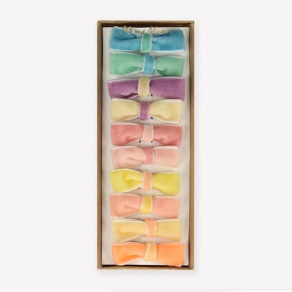 Mini Velvet Bow Clips Pack of 10 Hair Accessories for All Ages